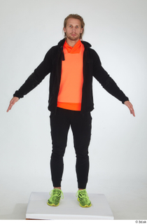  Erling black tracksuit dressed orange long sleeve t shirt sports standing whole body yellow sneakers 0009.jpg